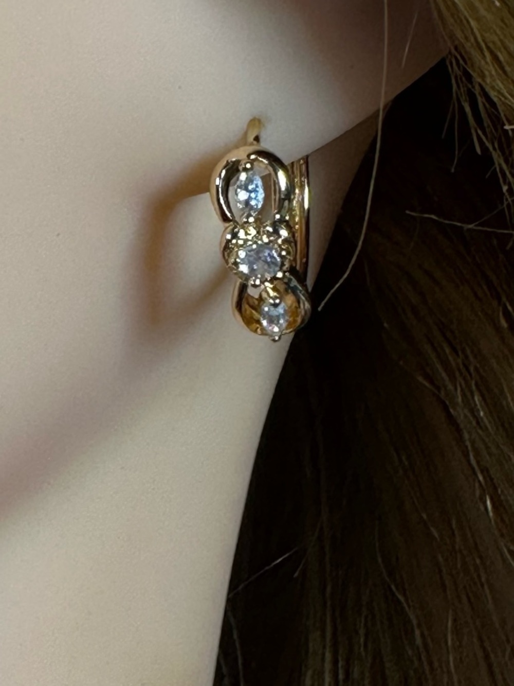 18K Gold Plated CZ Bow Hoop Earrings | Dainty Sparkle Huggies NWT